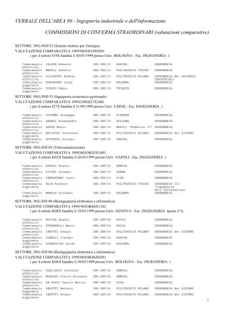 Commissioni di conferma straordinari - valutazioni ... - Cineca