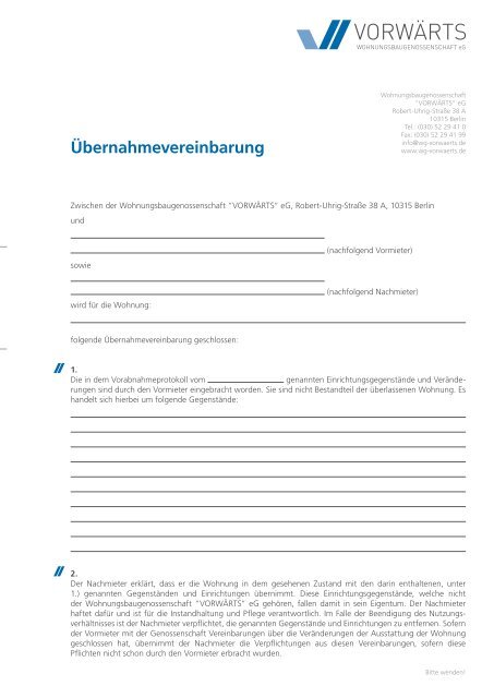 Pdf Download Wohnungsbaugenossenschaft Vorwarts Eg