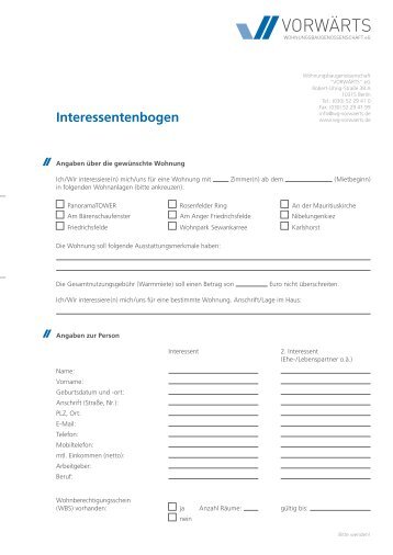 Interessentenbogen - ImmobilienScout24