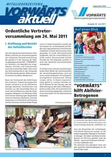 Juni 2011 - Wohnungsbaugenossenschaft VORWÄRTS eG