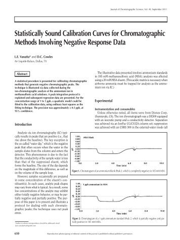 Statistically Sound Calibration Curves for Chromatographic Methods ...