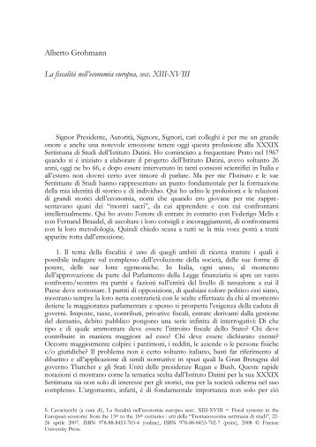Alberto Grohmann La fiscalità nell'economia europea, secc. XIII-XVIII