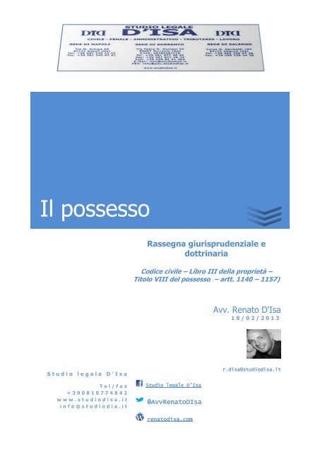 Il possesso - Avvocato Renato D'Isa