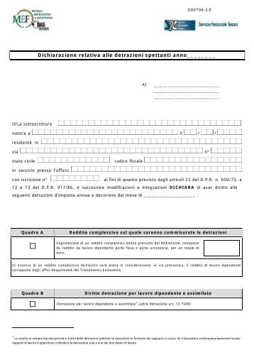 Dichiarazione relativa alle detrazioni per VV.D.