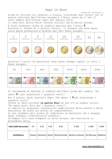 Pago in Euro - La Teca Didattica