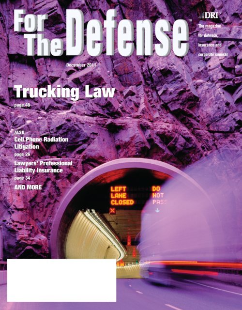 For The Defense, December 2011 - DRI Today