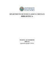 NUOVE ACCESSIONI 2010 - Dipartimento di Studi classici e ...