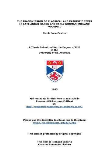 N. J. Castles PhD Thesis V1 - University of St Andrews