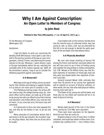 Why I Am Against Conscription: An Open Letter to Members of