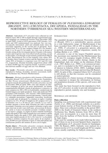 reproductive biology of females of plesionika edwardsii