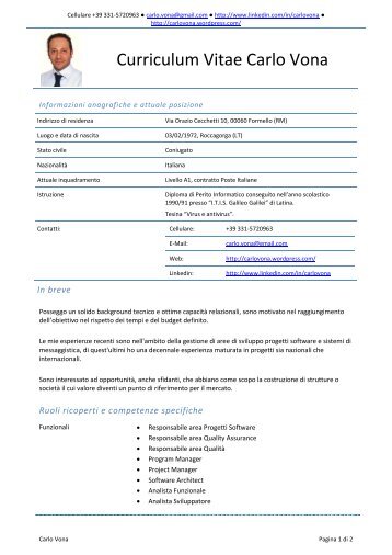 Curriculum Vitae Carlo Vona