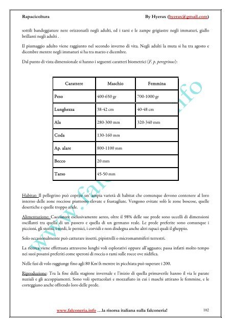 Rapacicoltura: tecniche di riproduzione in cattività ... - Falconeria.info