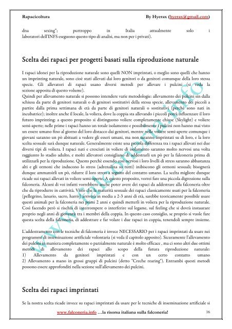 Rapacicoltura: tecniche di riproduzione in cattività ... - Falconeria.info