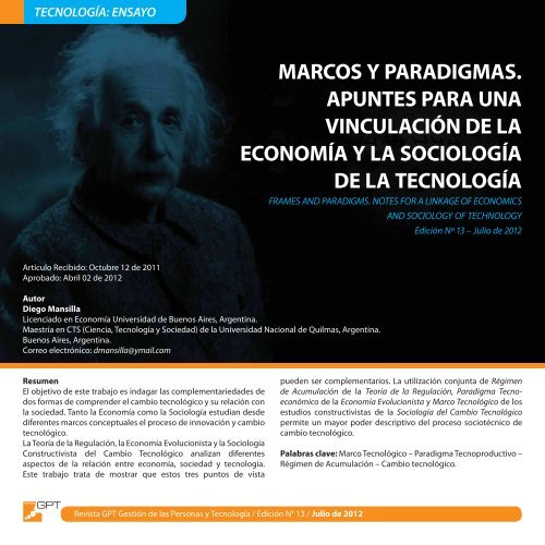 Descargar Nº 13 - Revista Gestión de las Personas y Tecnología