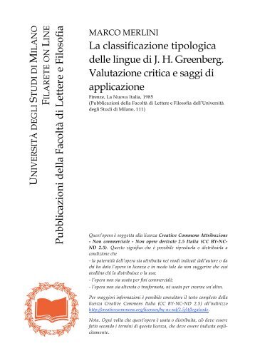 La classificazione tipologica delle lingue di J.H. Greenberg ...