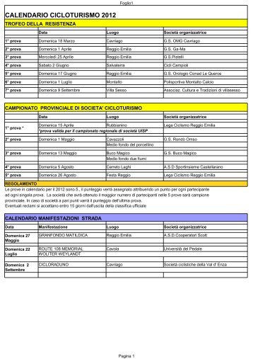 CALENDARIO CICLOTURISMO 2012 - Andrea Ferrarini