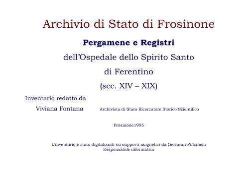 La prima menzione storica dell'Ospedale dello Spirito Santo di ...