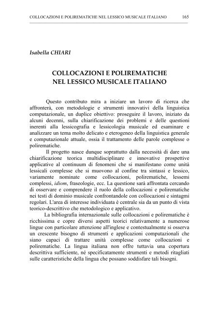 Collocazioni E Polirematiche Nel Lessico Musicale Italiano Alphabit Net
