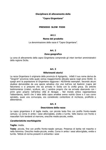 Disciplinare di allevamento della “Capra Girgentana” - Portale dell ...