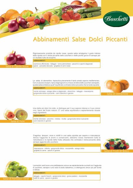 Abbinamenti Salse Dolci Piccanti