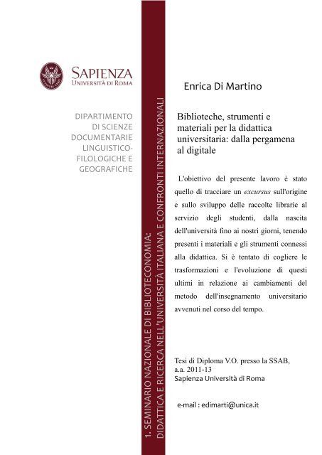 1. Enrica Di Martino - Sapienza