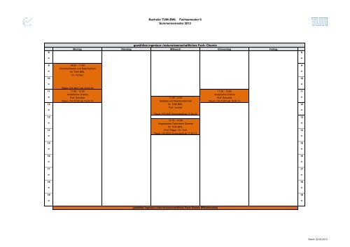 Stundenplan 6. Semester Sommersemester 2013 - TUM School of ...