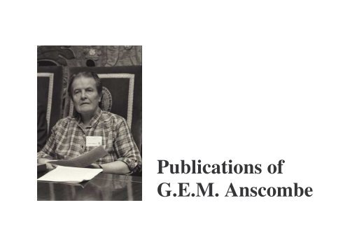 Publications of G.E.M. Anscombe - Universidad de Navarra