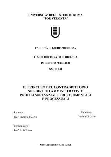 il principio del contraddittorio nel diritto amministrativo: profili ... - ART