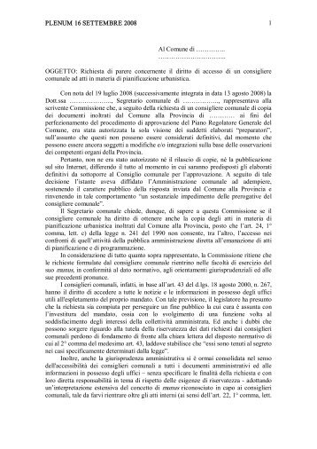 seduta del 16 settembre 2008 - Commissione per l'accesso ai ...