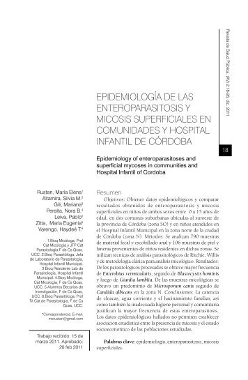 EPiDEmiología DE laS EntEroParaSitoSiS y micoSiS SuPErFicialES ...