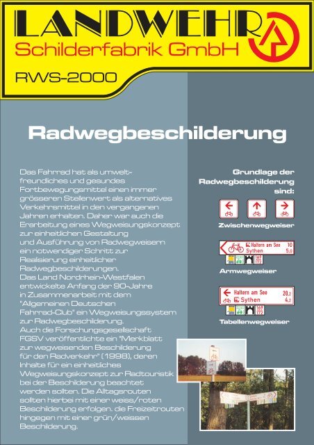 Preisübersicht für Radwegweiser - Landwehr