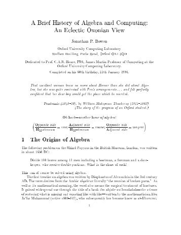 A Brief History of Algebra and Computing: An Eclectic Oxonian View