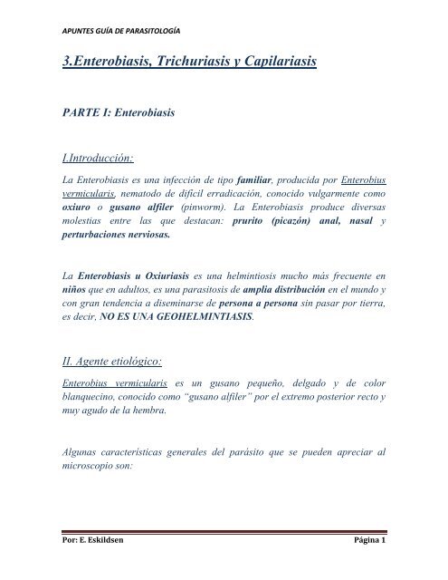 enterobiasis elemento infectante