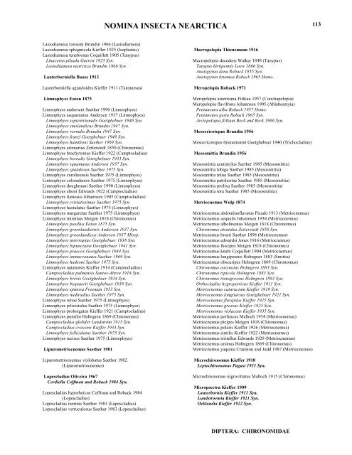 Cecidomyiidae - Ephydridae; pp. 98 - Nearctica