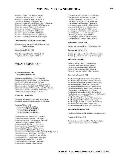 Cecidomyiidae - Ephydridae; pp. 98 - Nearctica