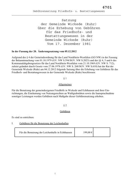 46. b_6701_Friedhofsgebuehrensatzung.pdf - Gemeinde Wickede ...