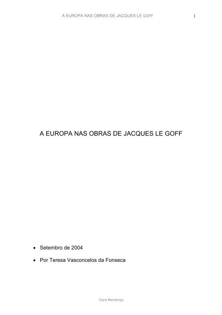 a europa nas obras de jacques le goff - Biblioteca Infoeuropa