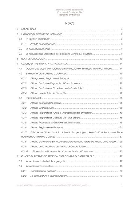 RAPPORTO AMBIENTALE - Comune di Casale sul Sile