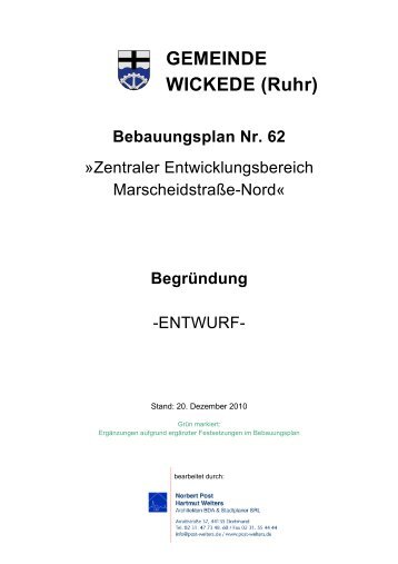 Bebauungsplan Nr. 62 - Gemeinde Wickede (Ruhr)