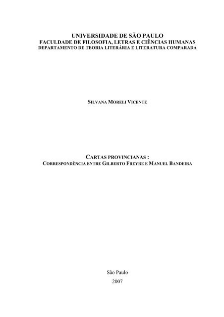 correspondência entre Gilberto Freyre e Manuel Bandeira - capes