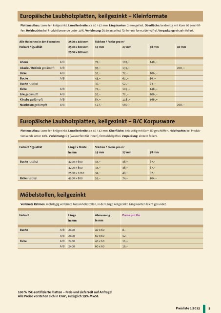 Preisliste 2013 – standard Programm - wickert.net