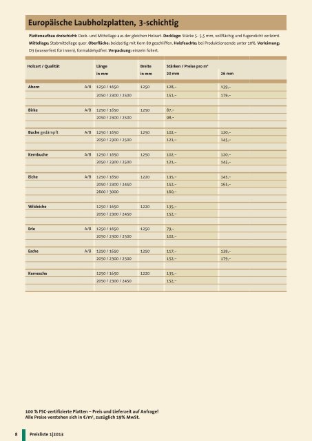 Preisliste 2013 – standard Programm - wickert.net