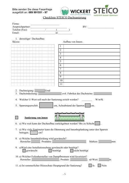 Checkliste STEICO Dachsanierung - wickert.net