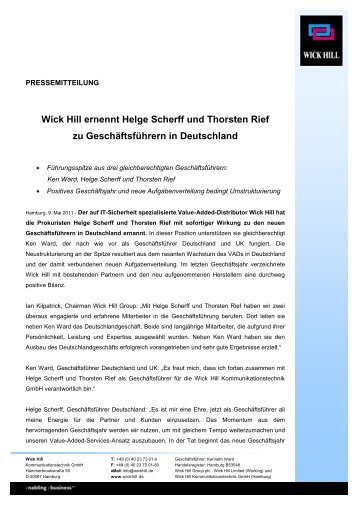 Wick Hill ernennt Helge Scherff und Thorsten Rief zu ...