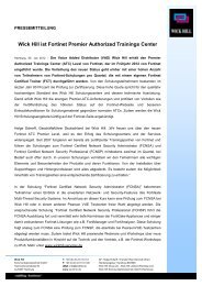 Wick Hill ist Fortinet Premier Authorized Trainings Center