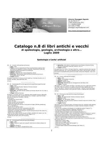 Catalogo n.8 di libri antichi e vecchi - Napoli Underground