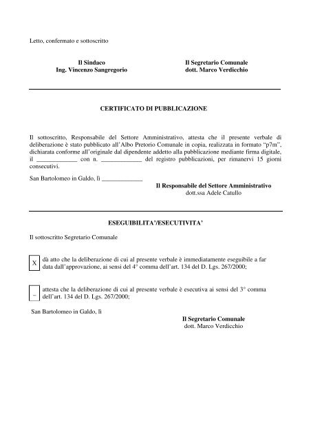 delibera approvazione piano colore - Comune di San Bartolomeo in ...