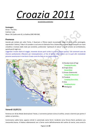 Leggi il diario di bordo della vacanza in Croazia - Susezza Pasa