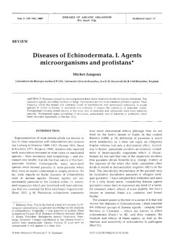 Diseases of Echinodermata. I. Agents ... - Inter Research