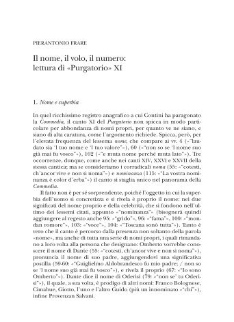 Il nome, il volo, il numero: lettura di «Purgatorio» XI - Pierantonio Frare